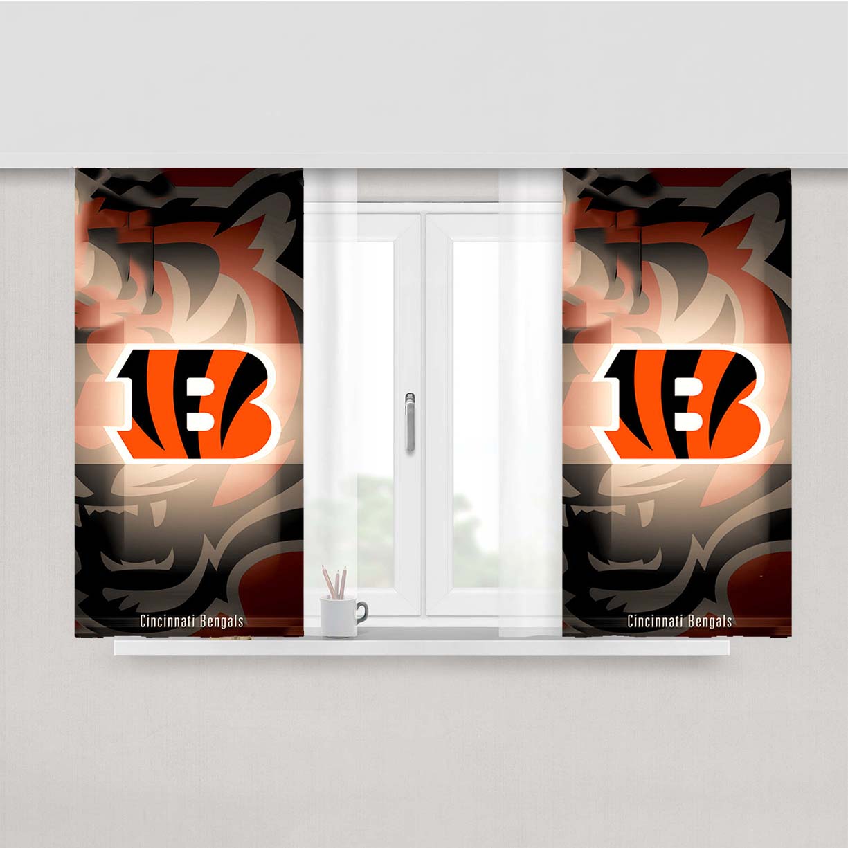 Cincinnati Bengals Logo 9 Peach Skin Window Curtains