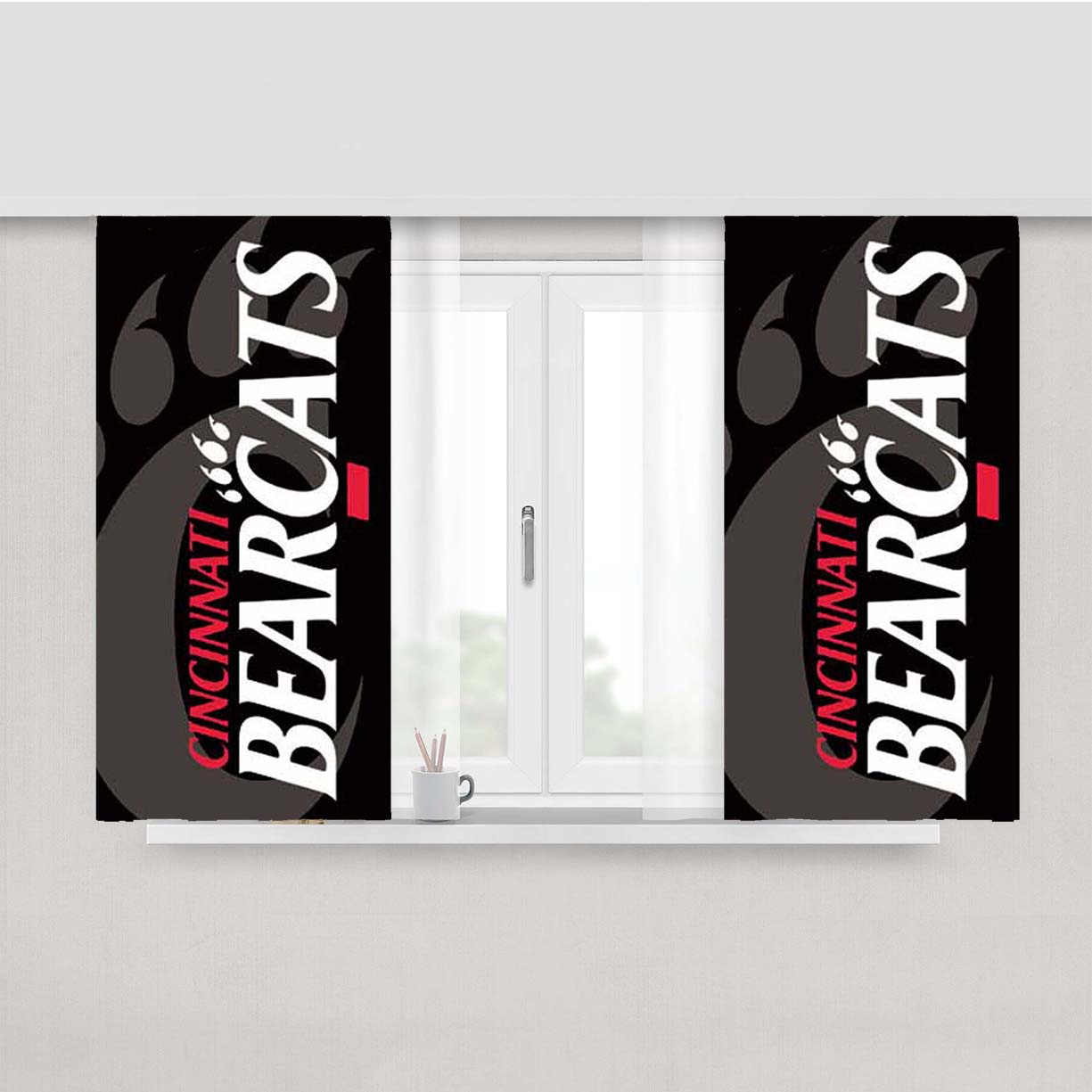 Cinncinnati Bearcats Logo Overlap Peach Skin Window Curtains