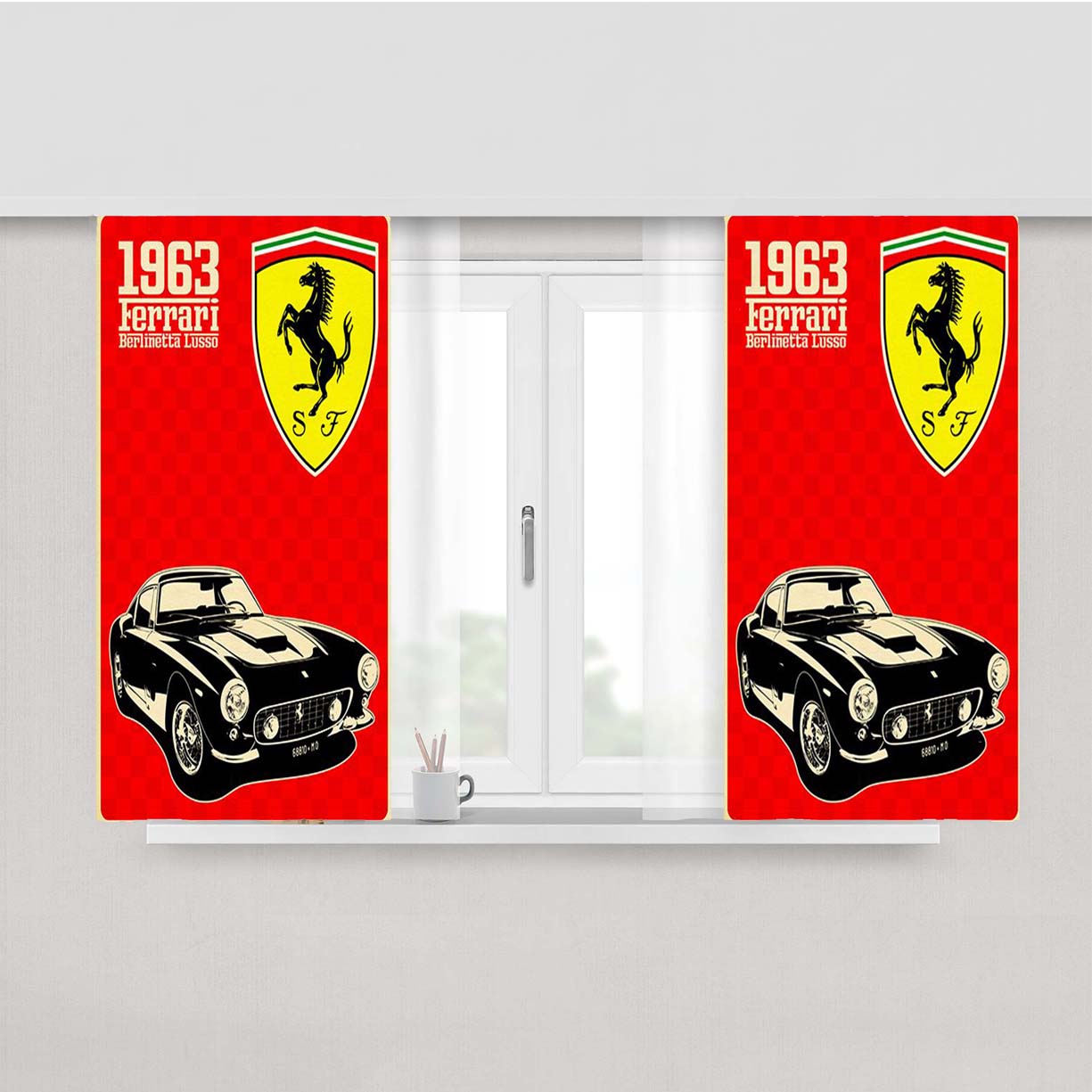 Classic Ferrari Red Peach Skin Window Curtains