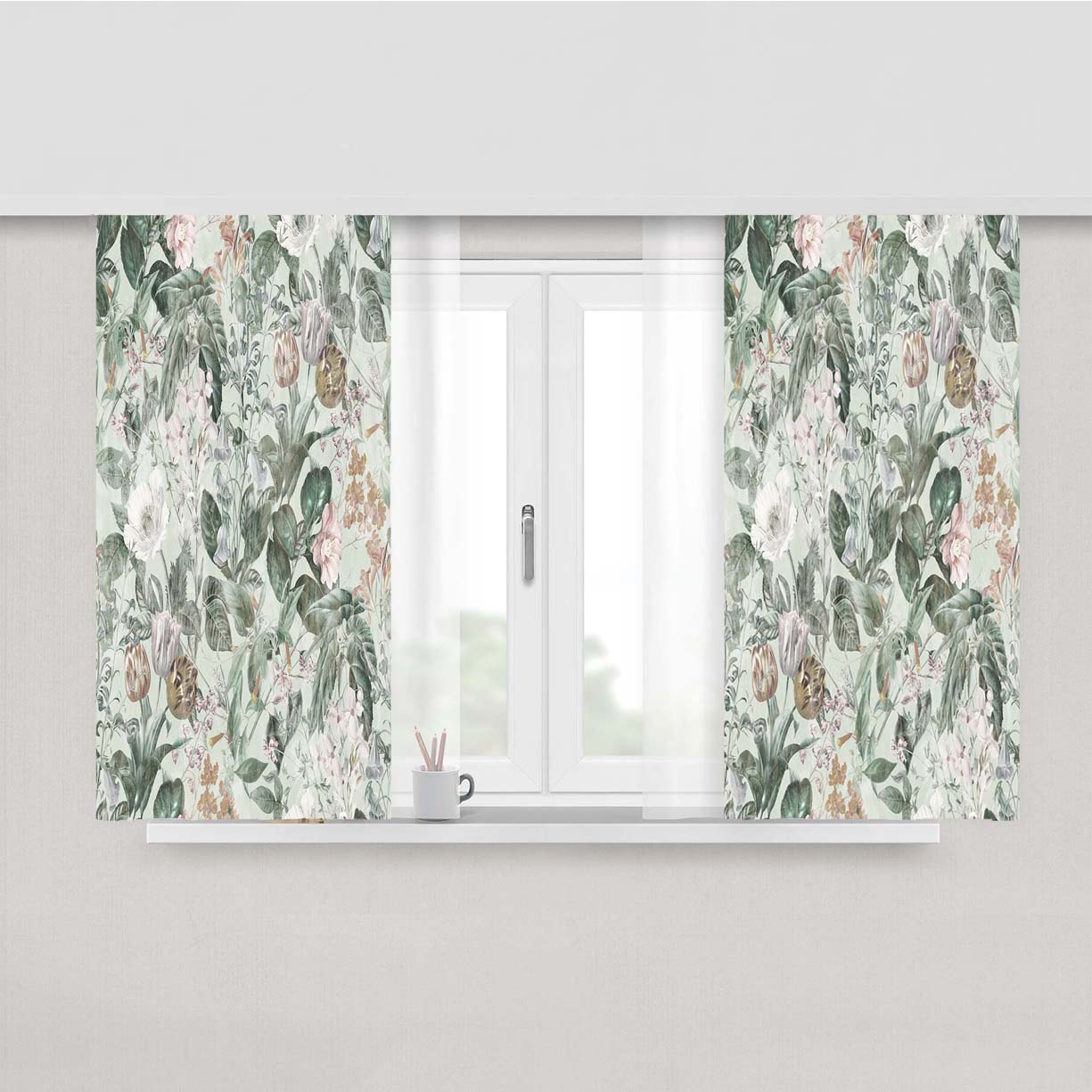 Classic Floral Wallpaper Peach Skin Window Curtains