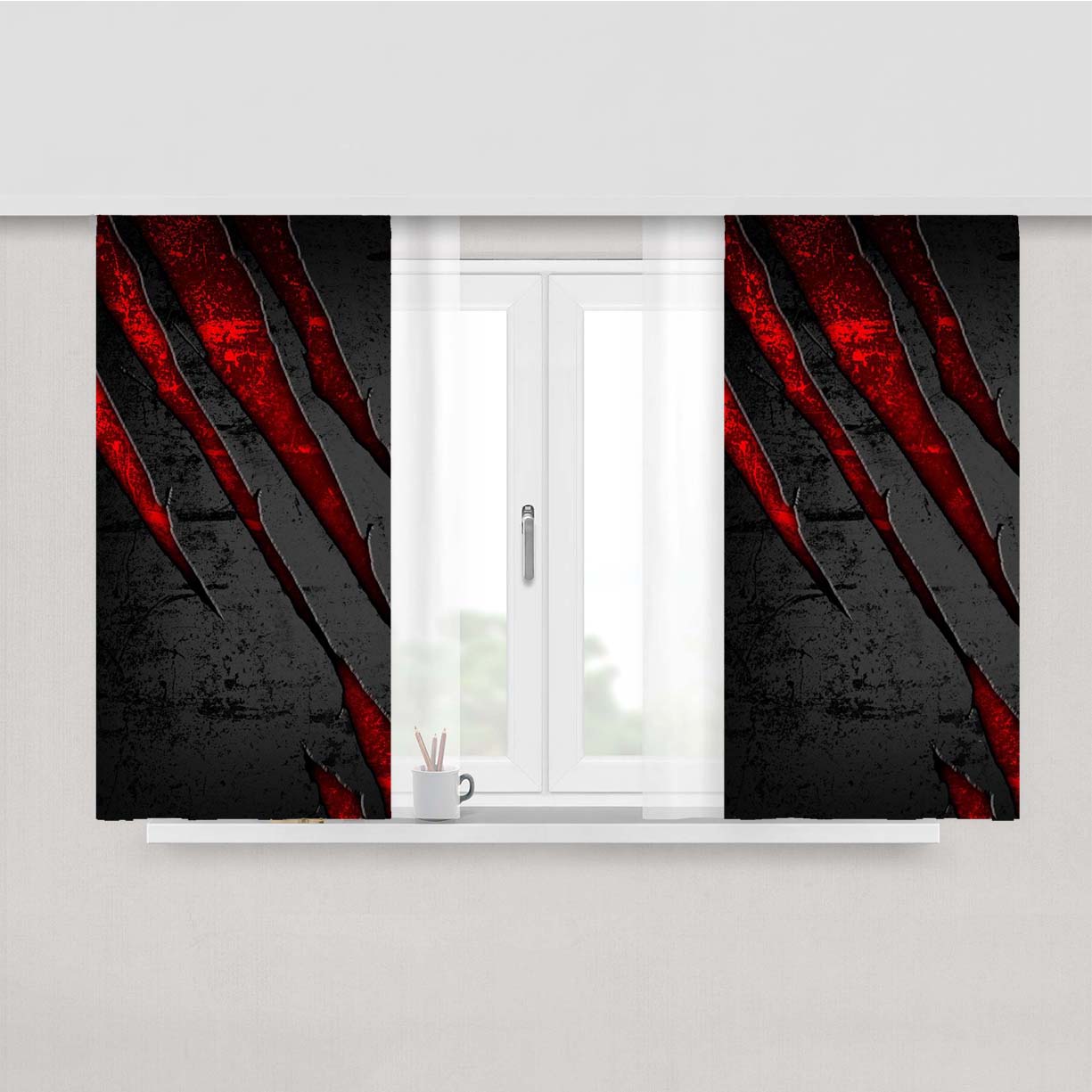 Claw Effect Pattern On Metal Style Peach Skin Window Curtains