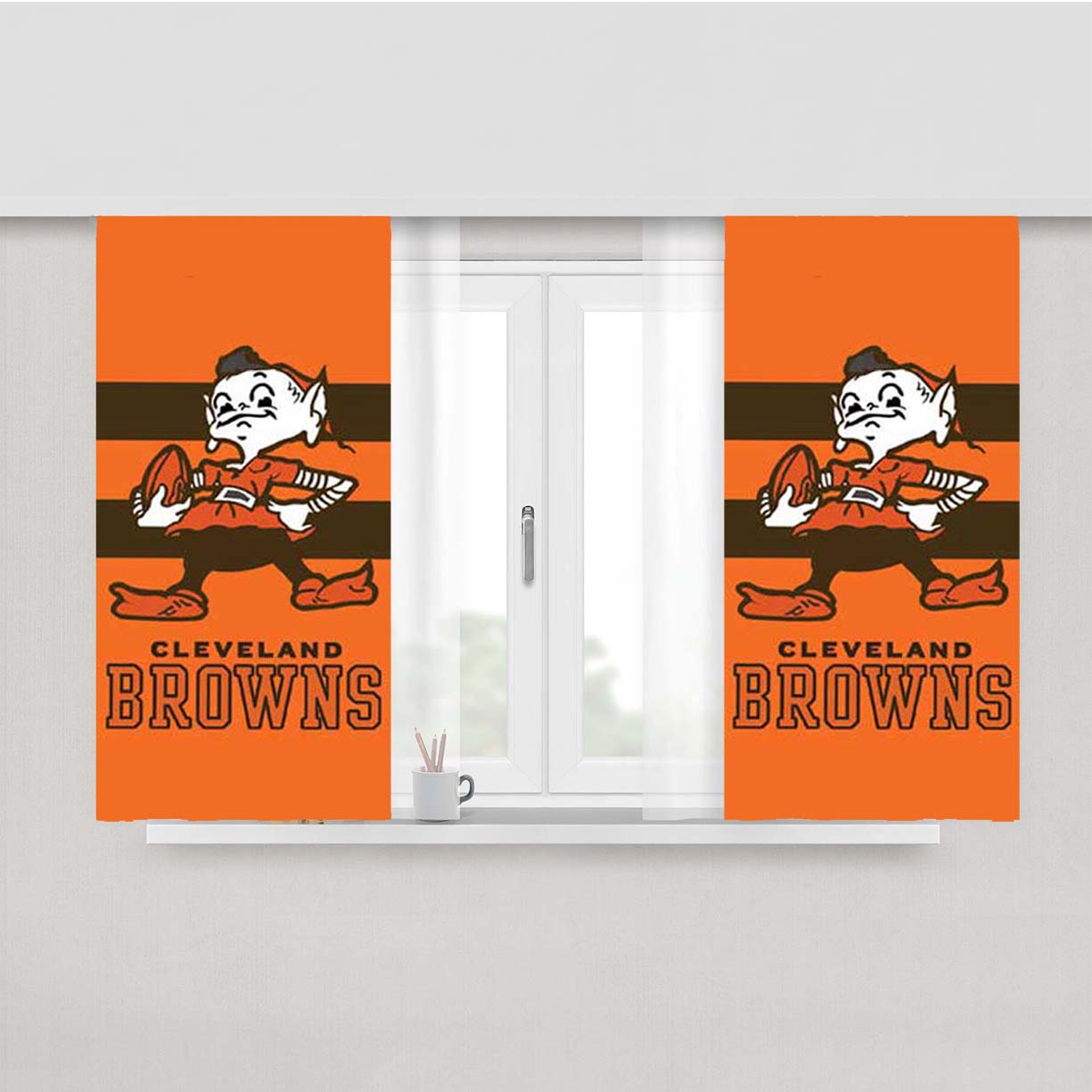 Cleveland Browns Original Stripes Peach Skin Window Curtains