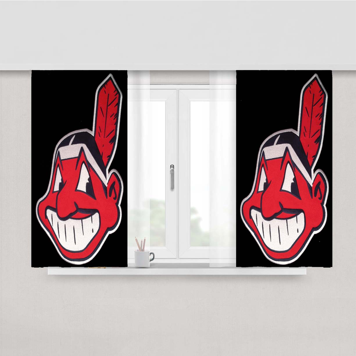 Cleveland Indians Peach Skin Window Curtains