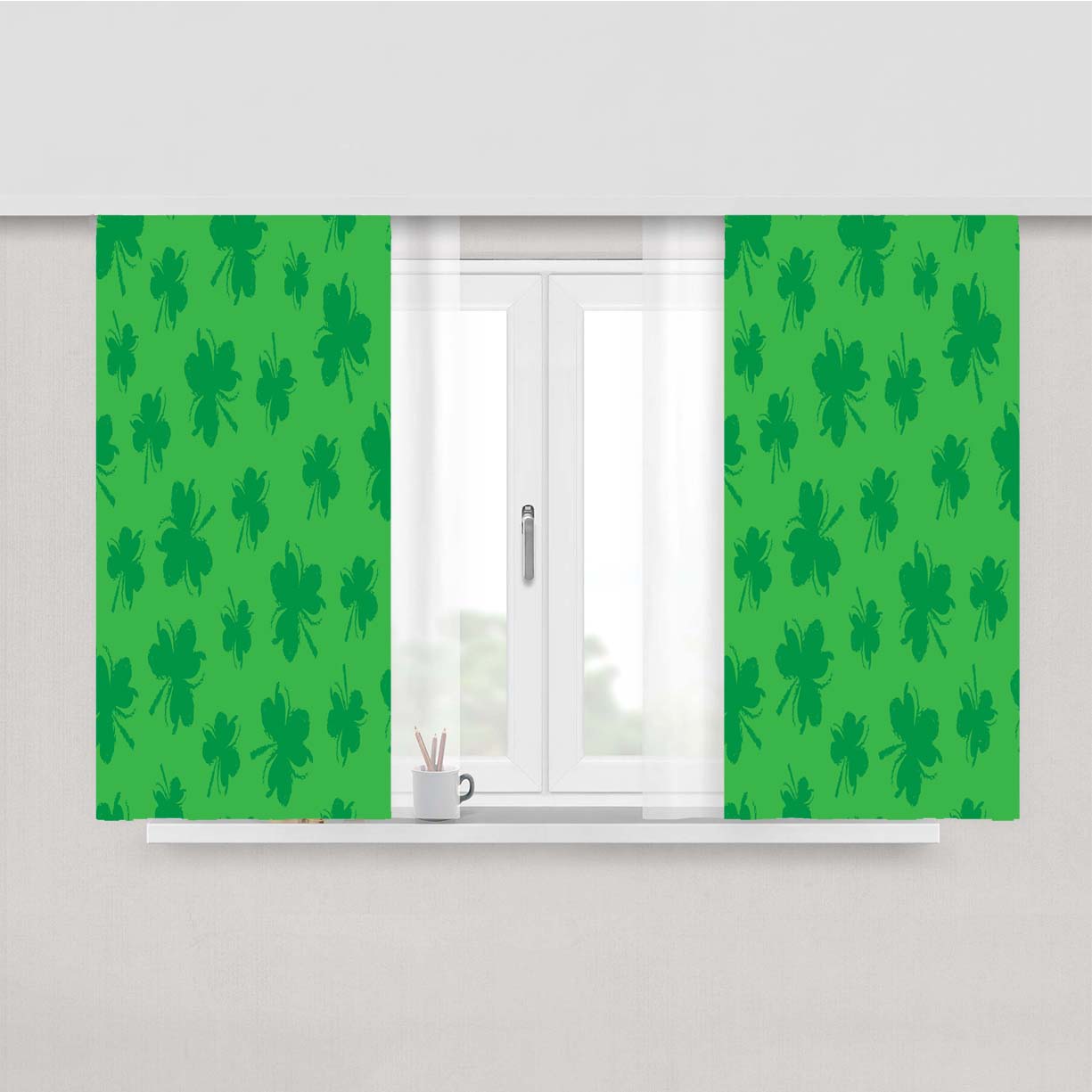 Clover Patrick Pattern Peach Skin Window Curtains