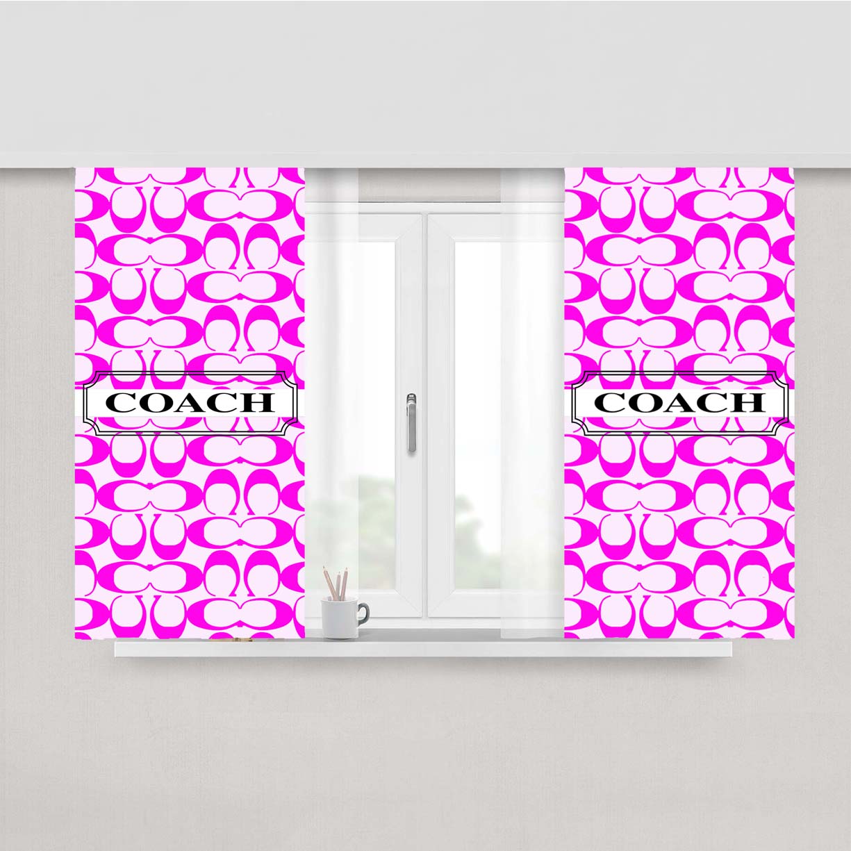 Coach New York Pattern Peach Skin Window Curtains