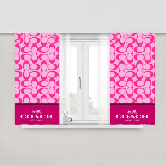 Coach New York Pink Pattern Peach Skin Window Curtains
