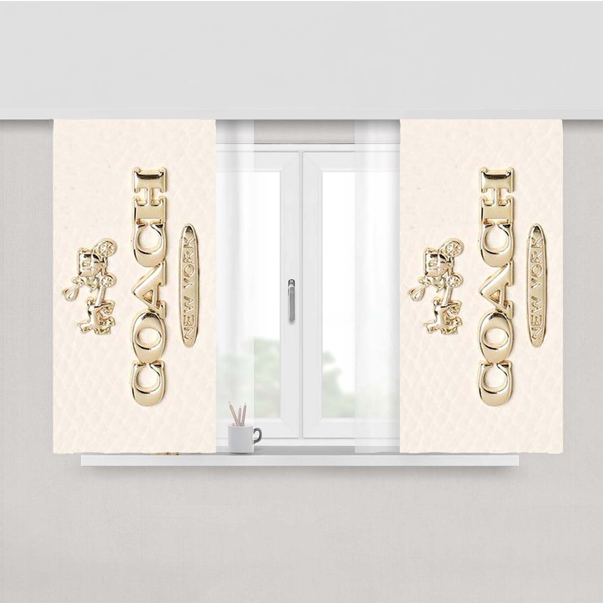 Coach Pink Pattern Mate Peach Skin Window Curtains
