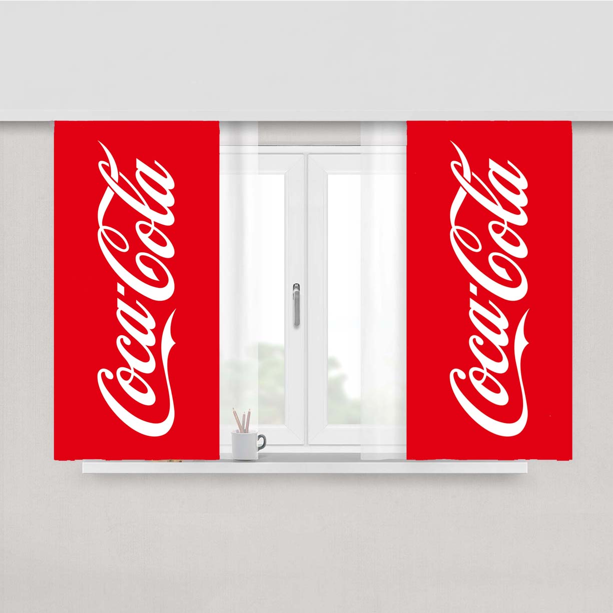 Coca Cola Peach Skin Window Curtains