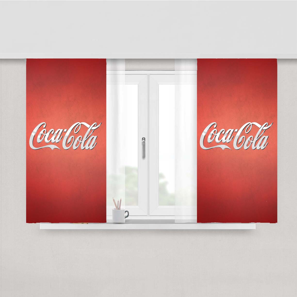 Coca Cola Brand Peach Skin Window Curtains