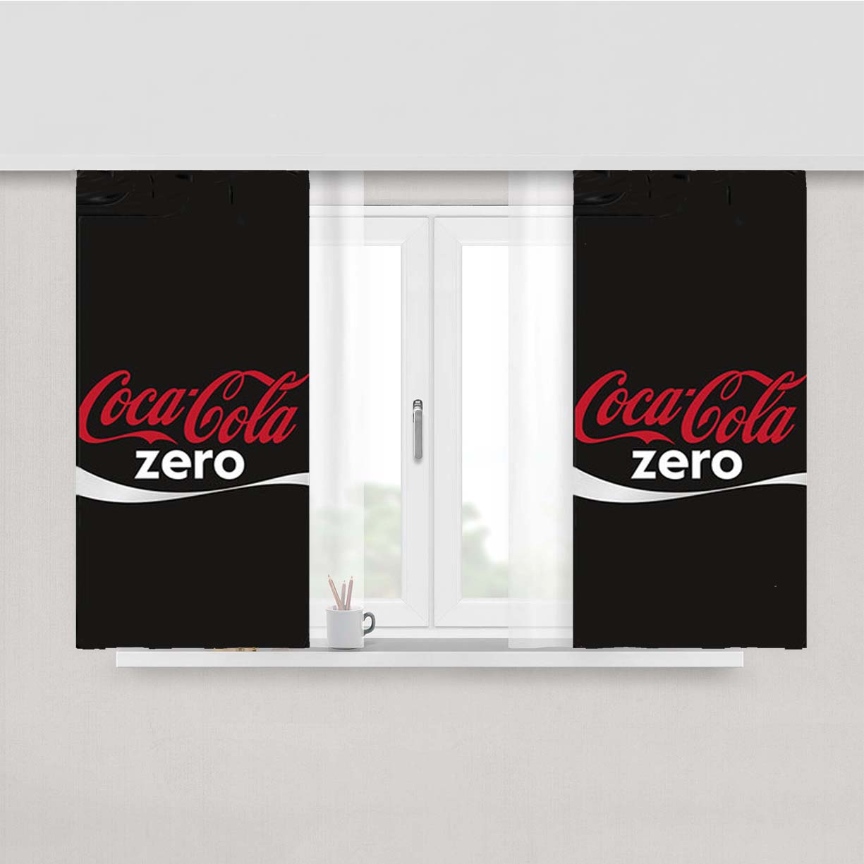 Coca Cola Zero Black Peach Skin Window Curtains
