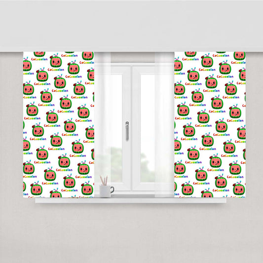 Cocomelon Pattern Peach Skin Window Curtains