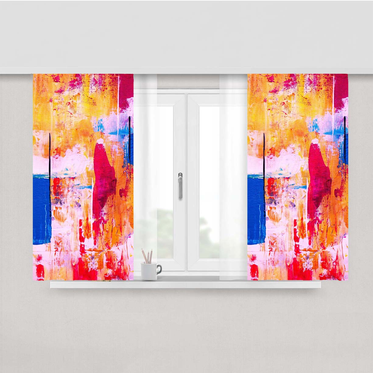 Contemporary Painting Pattern Peach Skin Window Curtains