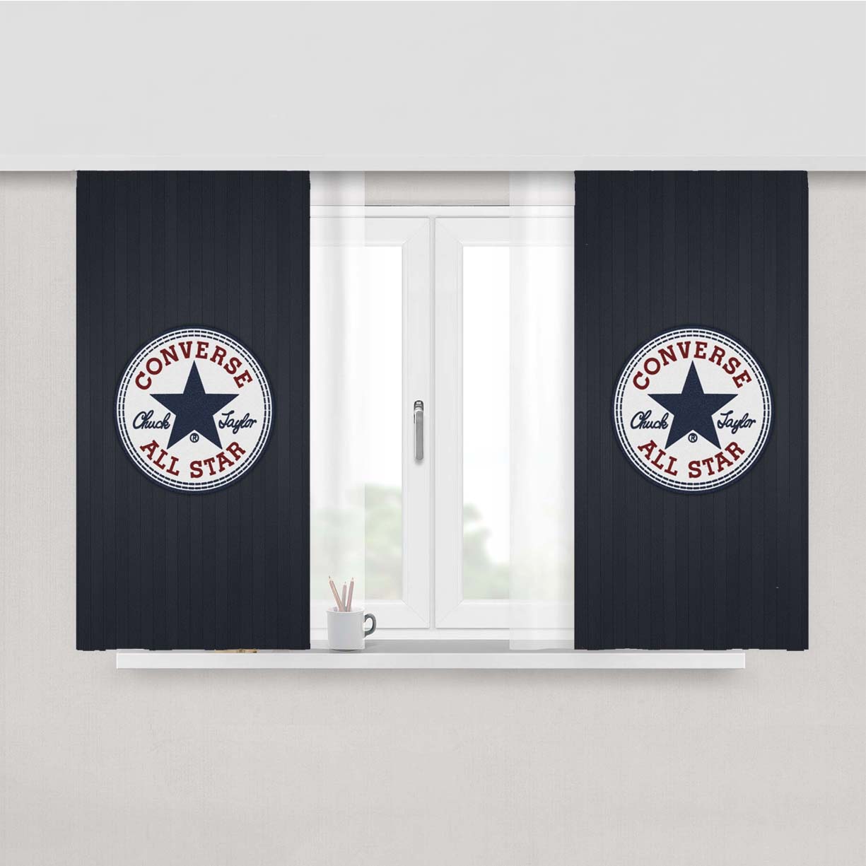 Converse All Star Logo Peach Skin Window Curtains
