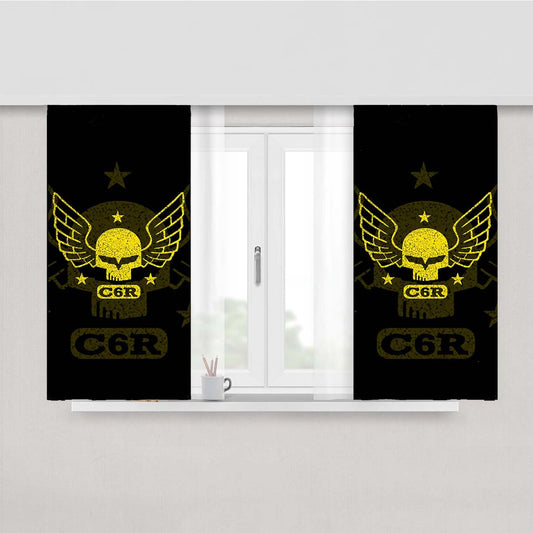 Corvette C6R Skull Peach Skin Window Curtains