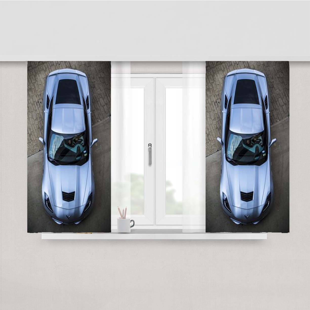 Corvette Car Logo Peach Skin Window Curtains