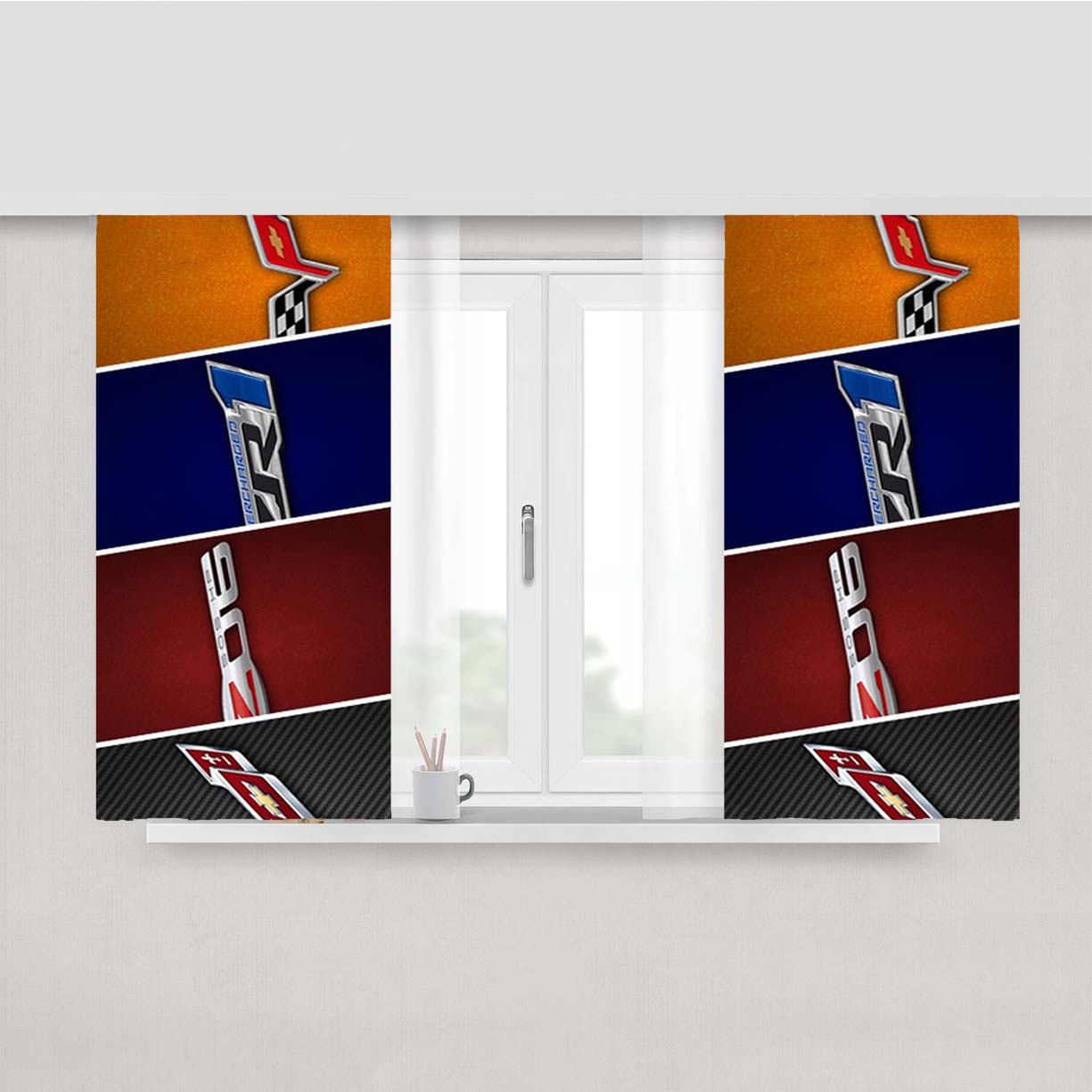 Corvette Chevy 2 Peach Skin Window Curtains