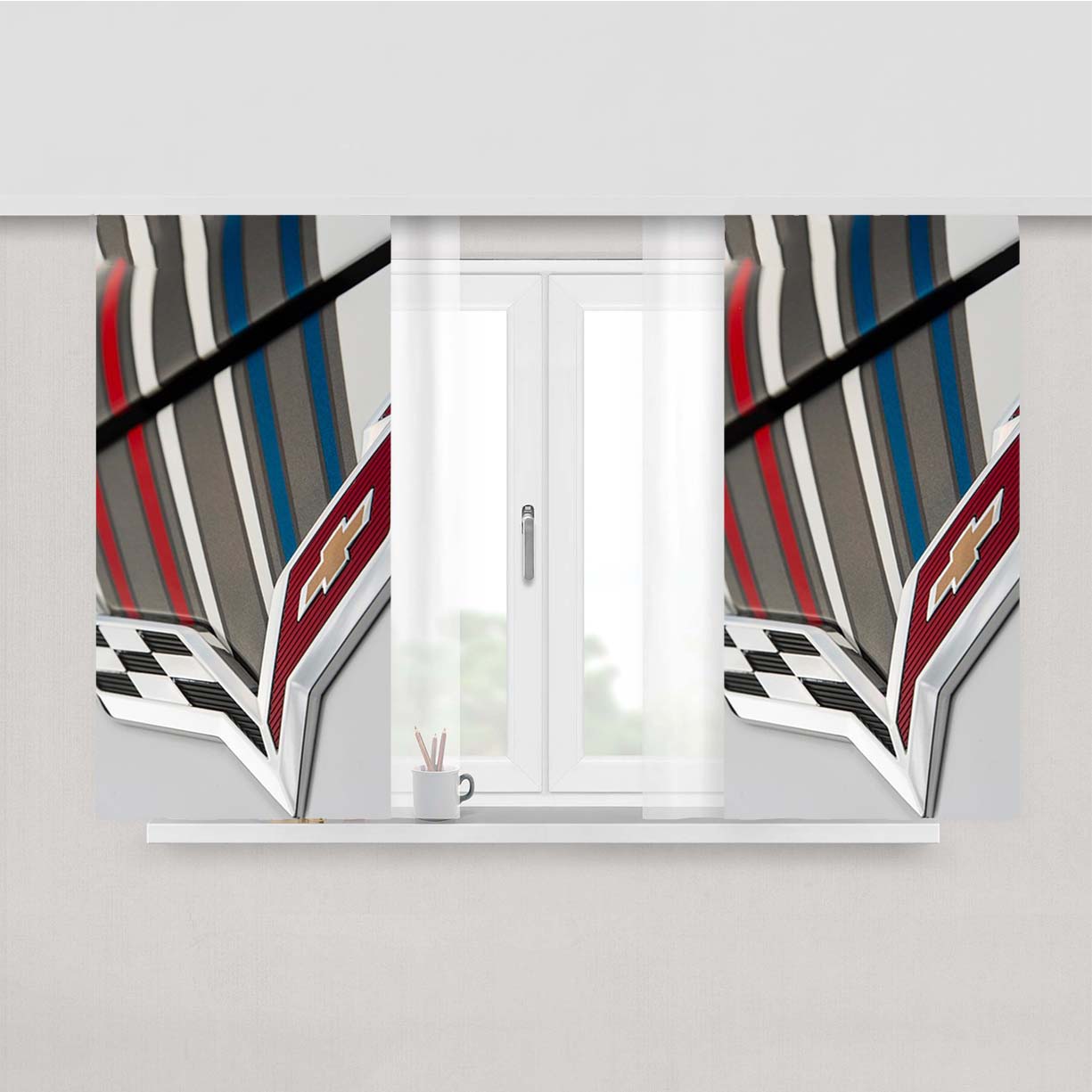 Corvette Chevy Chevrolet Peach Skin Window Curtains