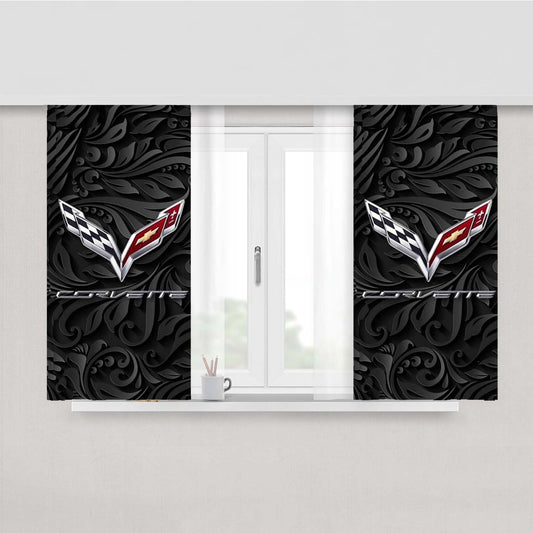 Corvette Chevy Symbol Peach Skin Window Curtains