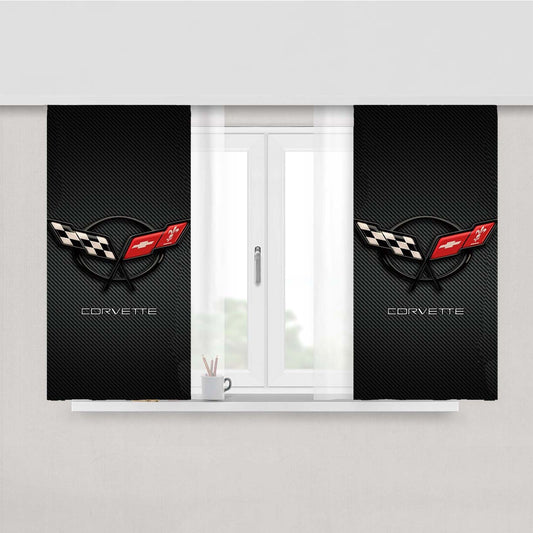 Corvette Logo Peach Skin Window Curtains