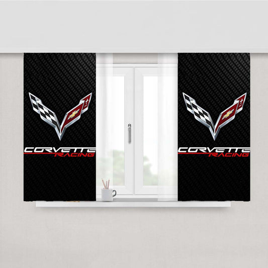 Corvette Logo Carbon Peach Skin Window Curtains
