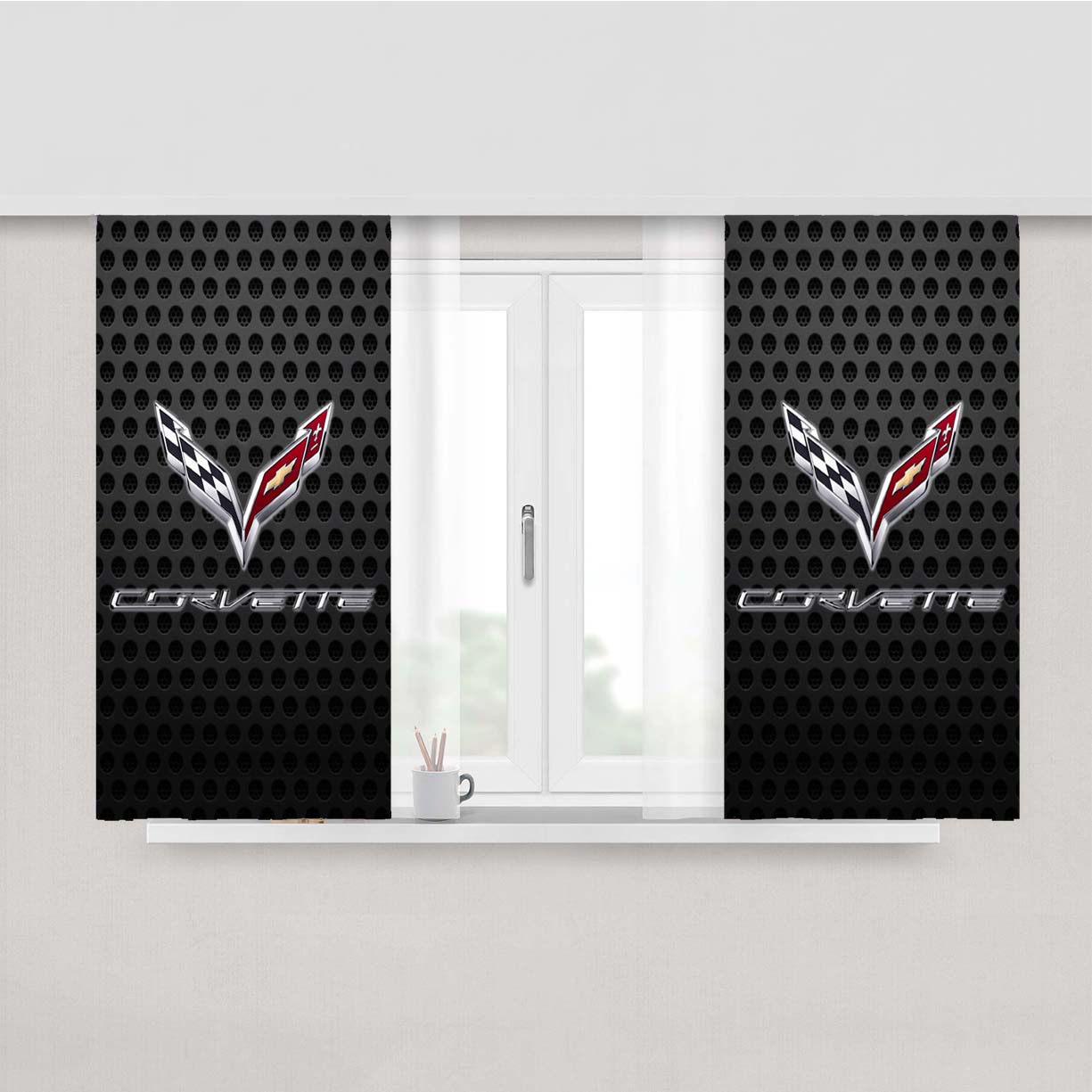 Corvette Racing Carbon Peach Skin Window Curtains