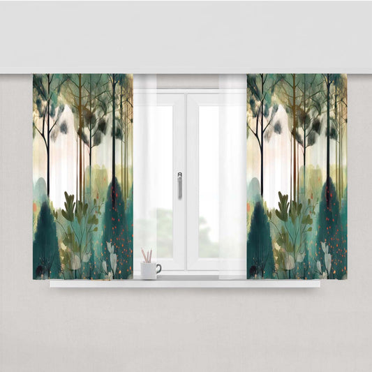 Cottage Folk Art Country Forest Peach Skin Window Curtains