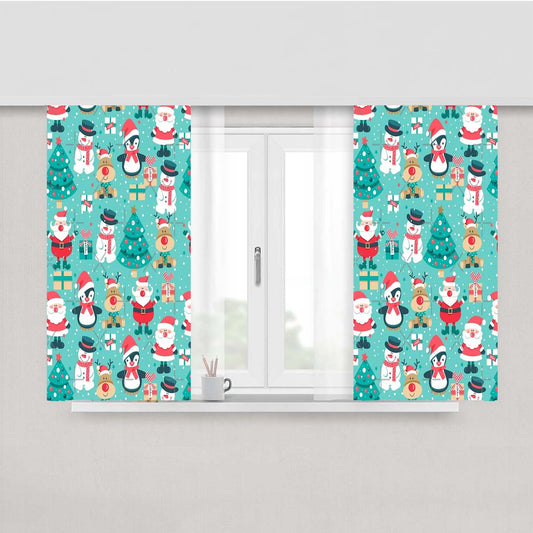 Cute Christmas Peach Skin Window Curtains