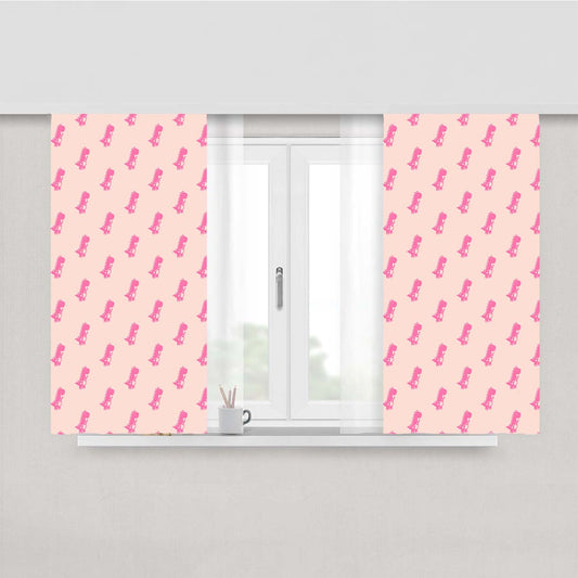 Cute Pink T-Rex Dinosaur Pattern Animal Peach Skin Window Curtains