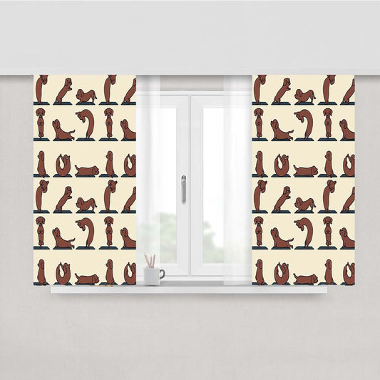 Dachshund Yoga Pattern Peach Skin Window Curtains