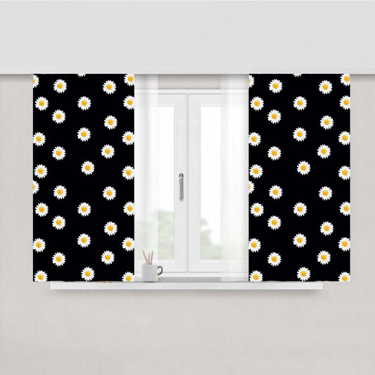 Daisy Flower Pattern Peach Skin Window Curtains