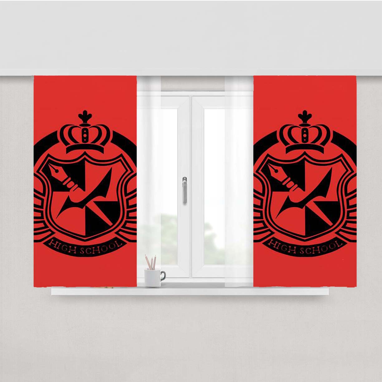 Danganronpa Red Peach Skin Window Curtains
