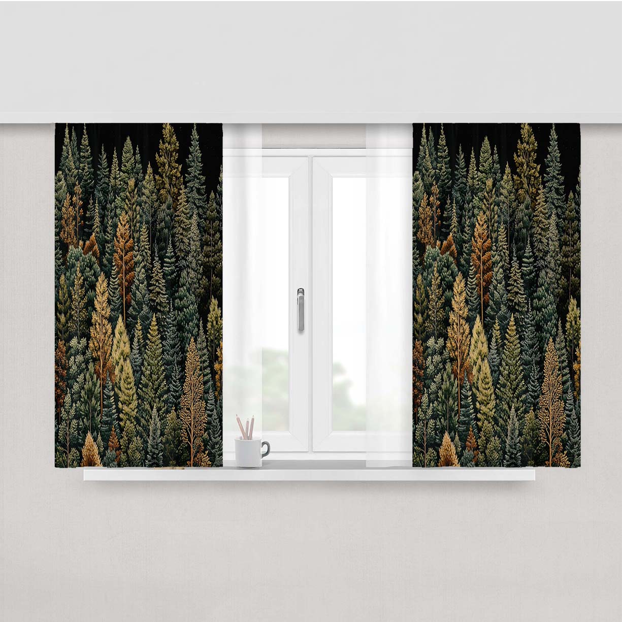 Dark Forest Peach Skin Window Curtains