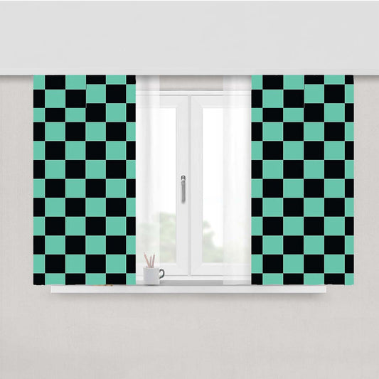 Demon Slayer Tanjiro Kamado Pattern Peach Skin Window Curtains