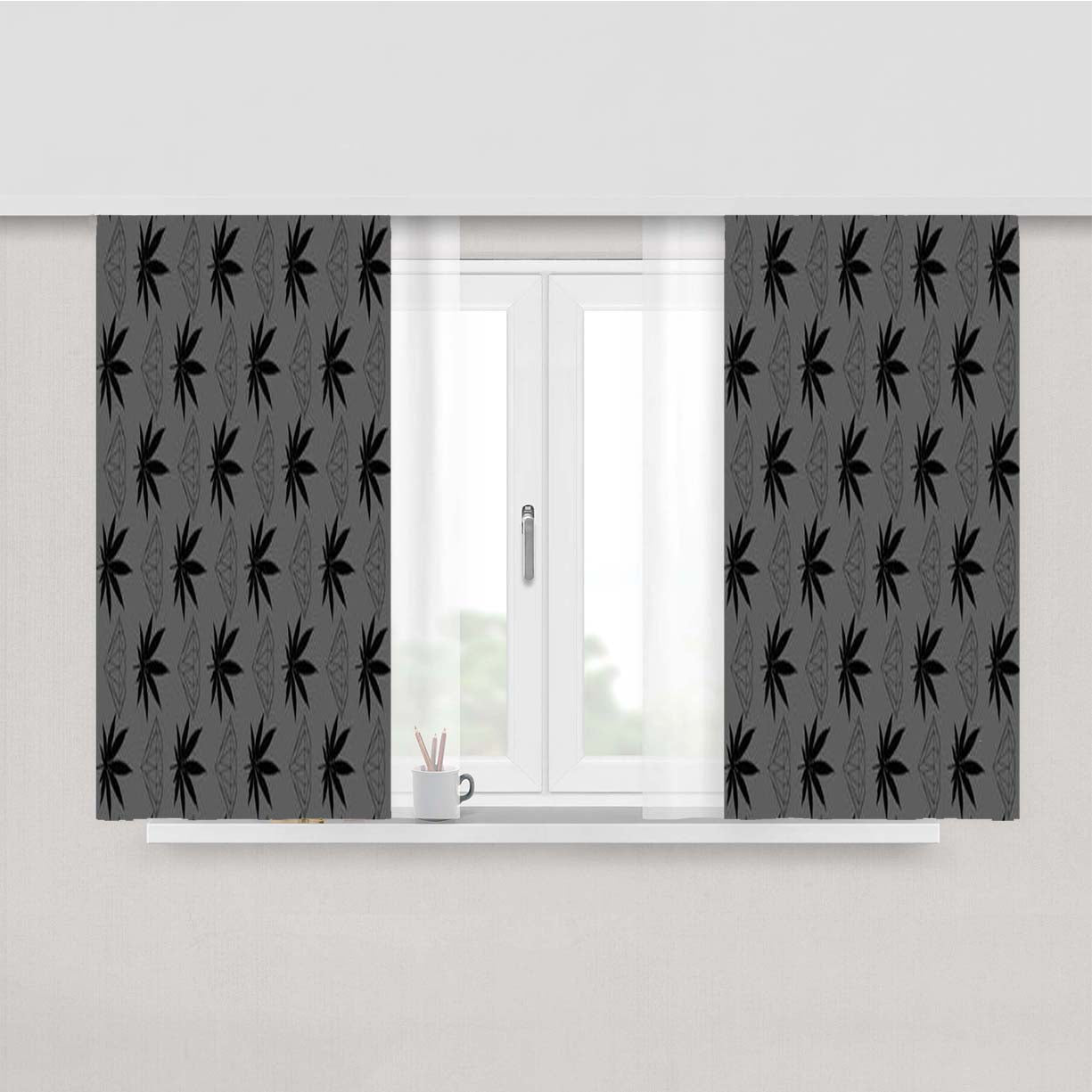 Diamond Supply Weed Pattern Peach Skin Window Curtains