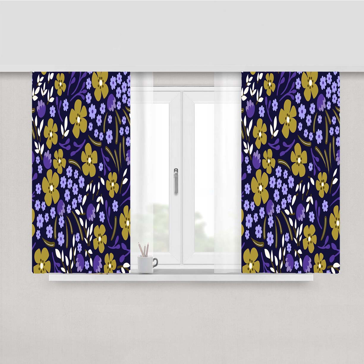 Ditsy Floral Pattern Peach Skin Window Curtains