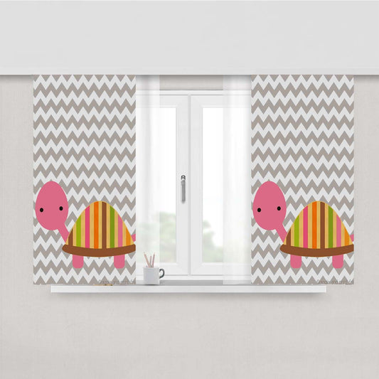 Diy Cute Pink Tortoise Pattern Chevron Peach Skin Window Curtains
