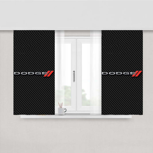 Dodge Car Logo Carbon Peach Skin Window Curtains