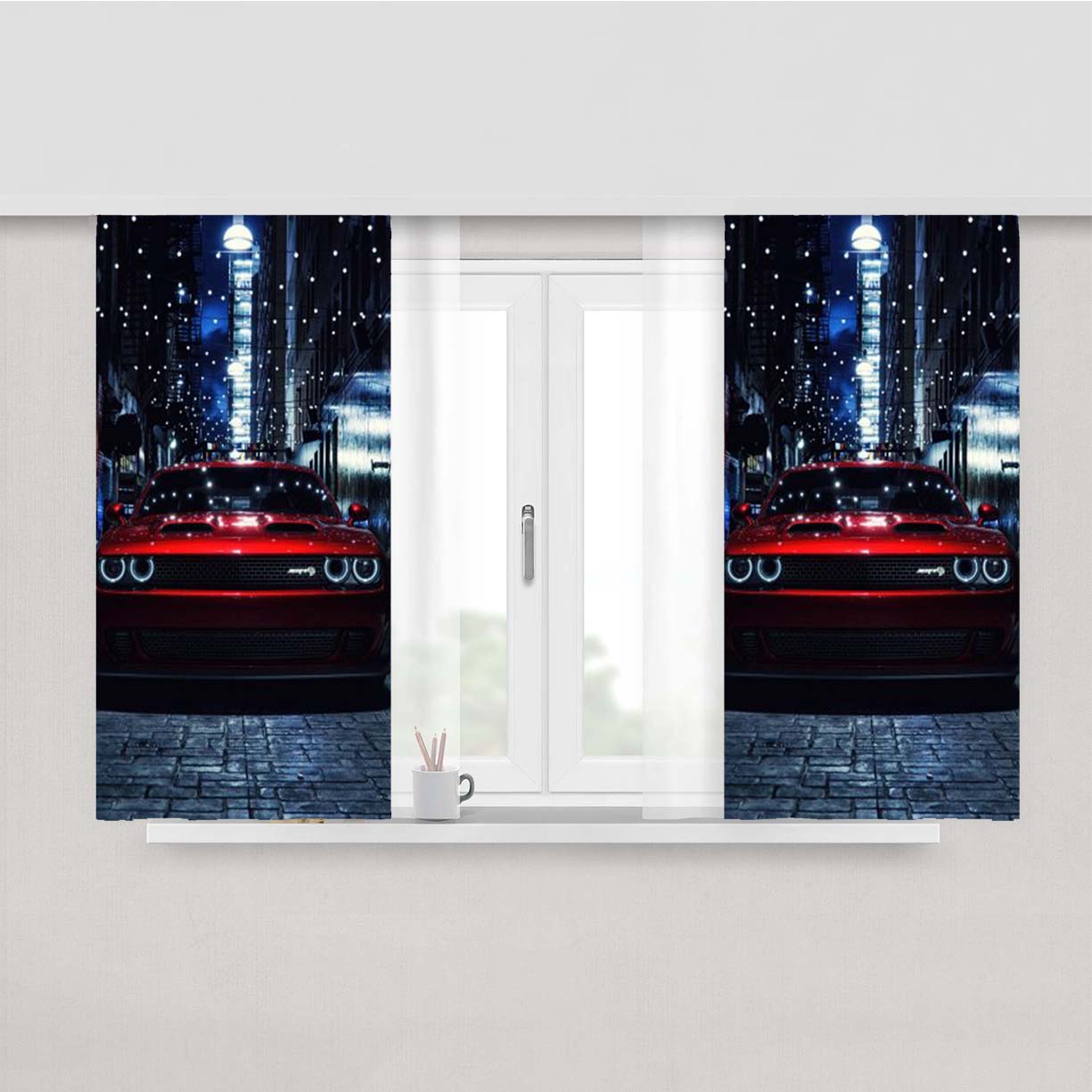 Dodge Challenger Srt 4K Peach Skin Window Curtains