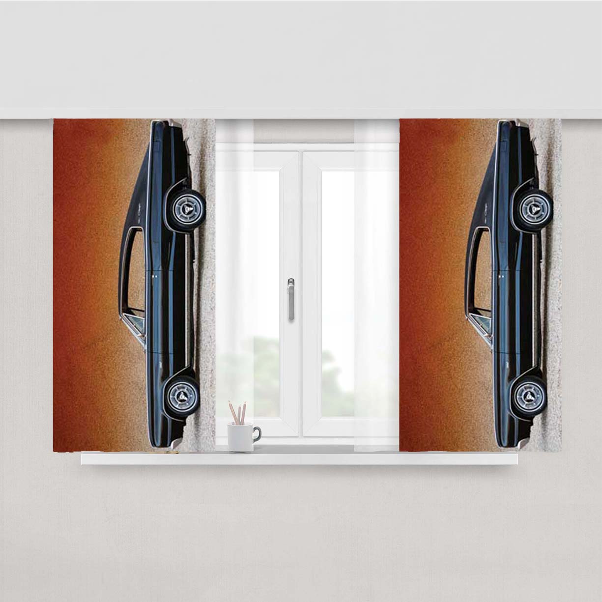 Dodge Charger 66 Blue Peach Skin Window Curtains