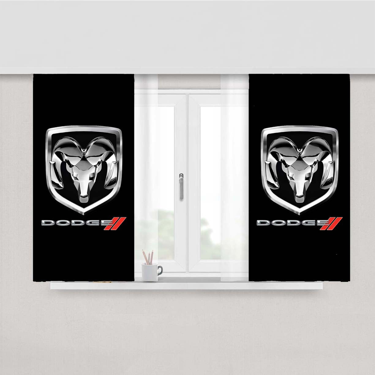 Dodge Dart Logo Peach Skin Window Curtains
