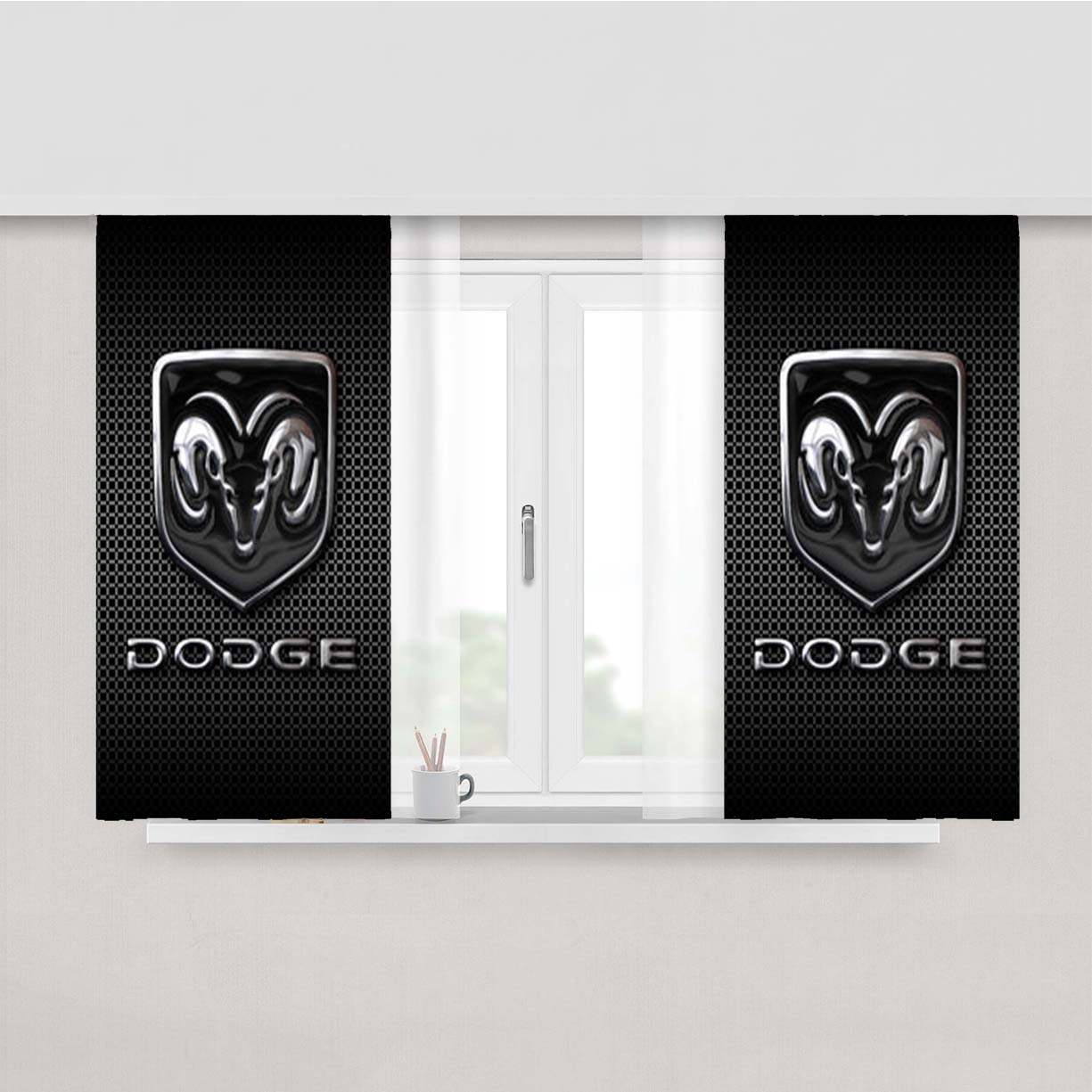 Dodge Logo Peach Skin Window Curtains