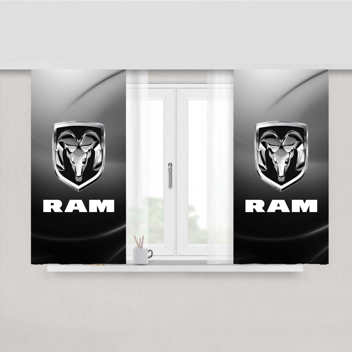 Dodge Ram Emblem Peach Skin Window Curtains