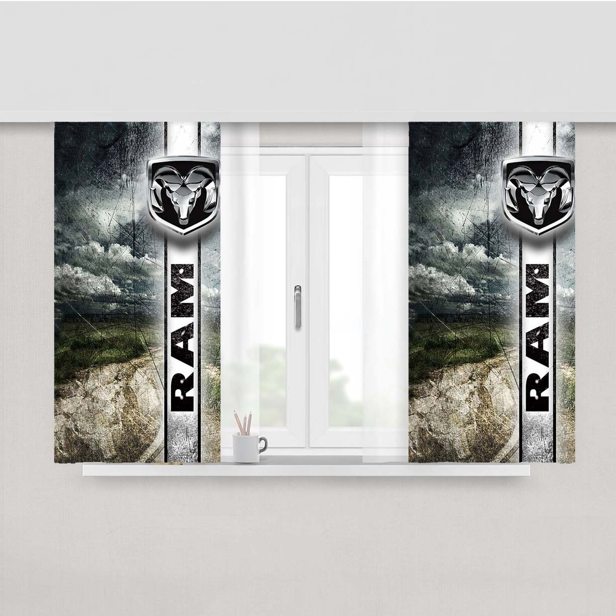 Dodge Ram Logo Peach Skin Window Curtains