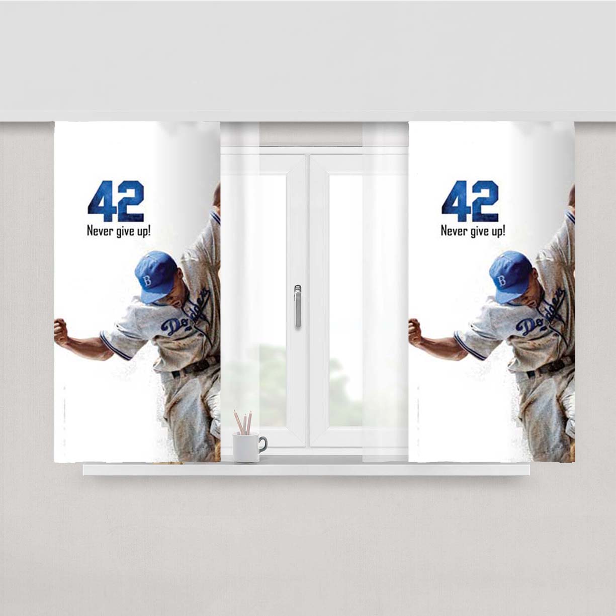 Dodgers 42 Poster Peach Skin Window Curtains