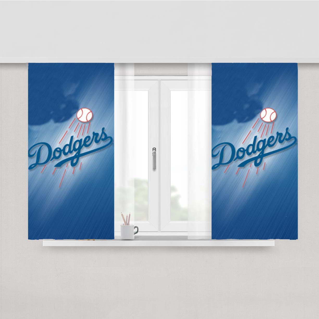 Dodgers Baseball Peach Skin Window Curtains