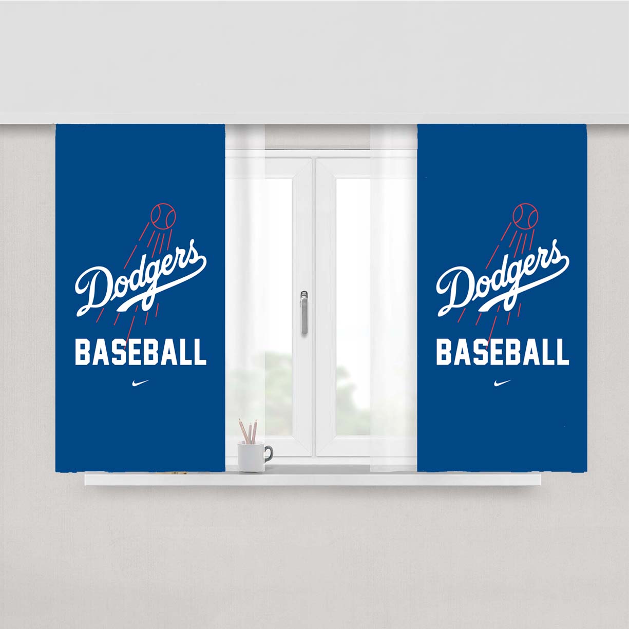 Dodgers Baseball Team Peach Skin Window Curtains