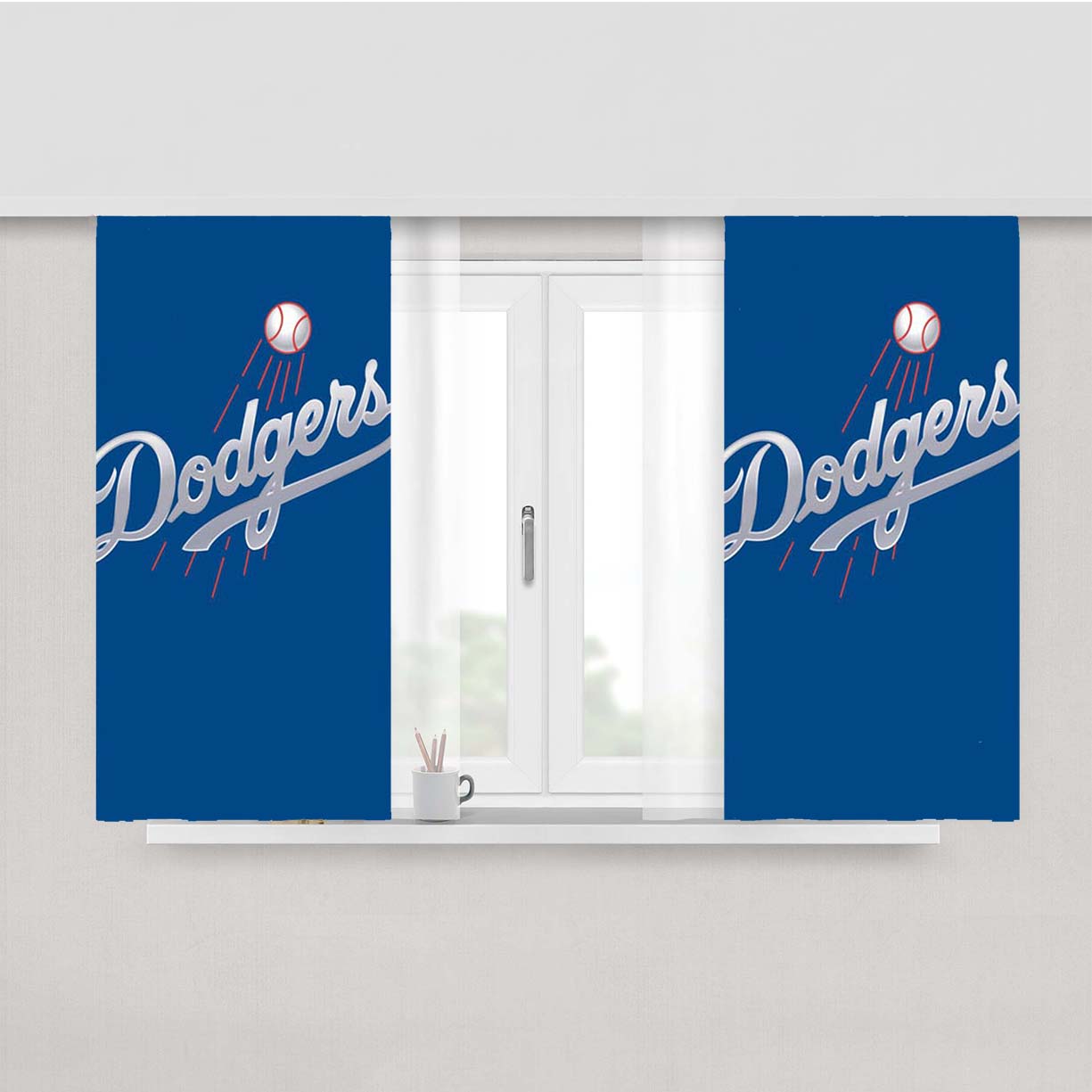 Dodgers Full Baseball League Logo Peach Skin Window Curtains