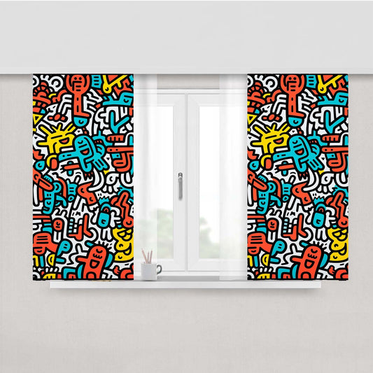 Doodles 4 Peach Skin Window Curtains