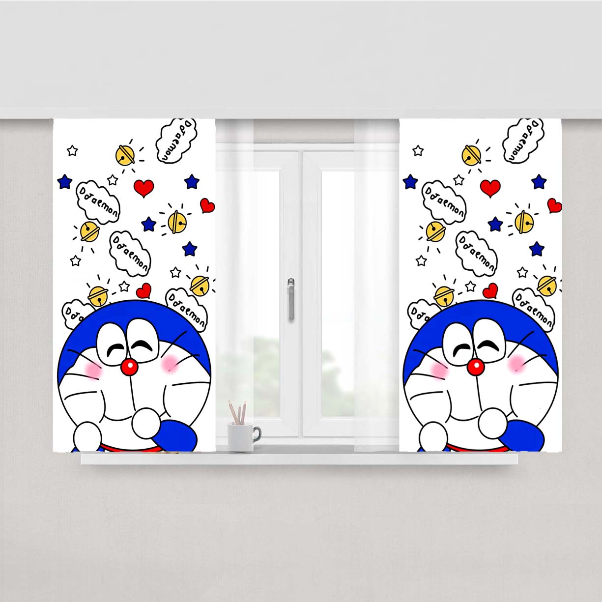 Doraemon And Cute Pattern Peach Skin Window Curtains
