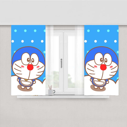 Doraemon Dot Pattern Peach Skin Window Curtains